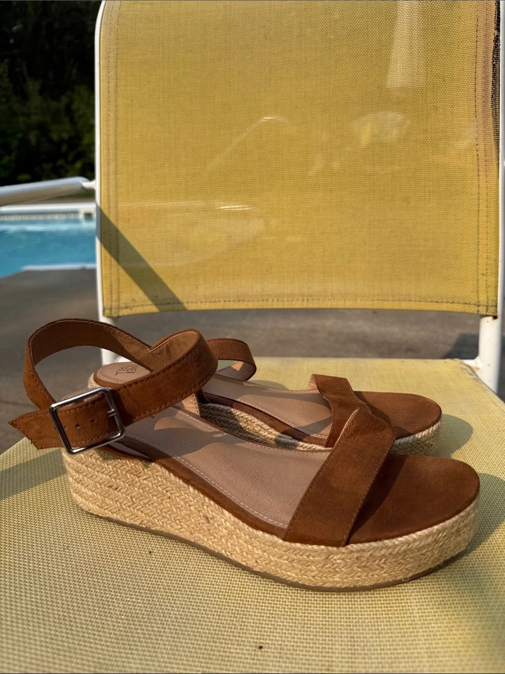 Time and Tru Brown Suede Espadrille Platform Sandals